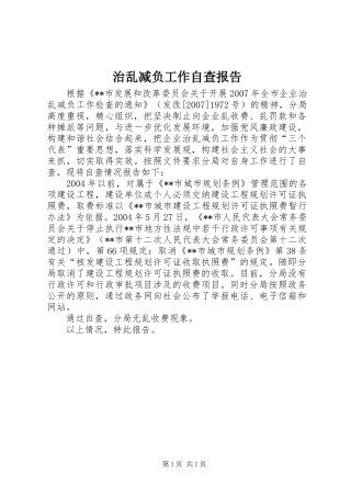 治乱减负工作自查报告 