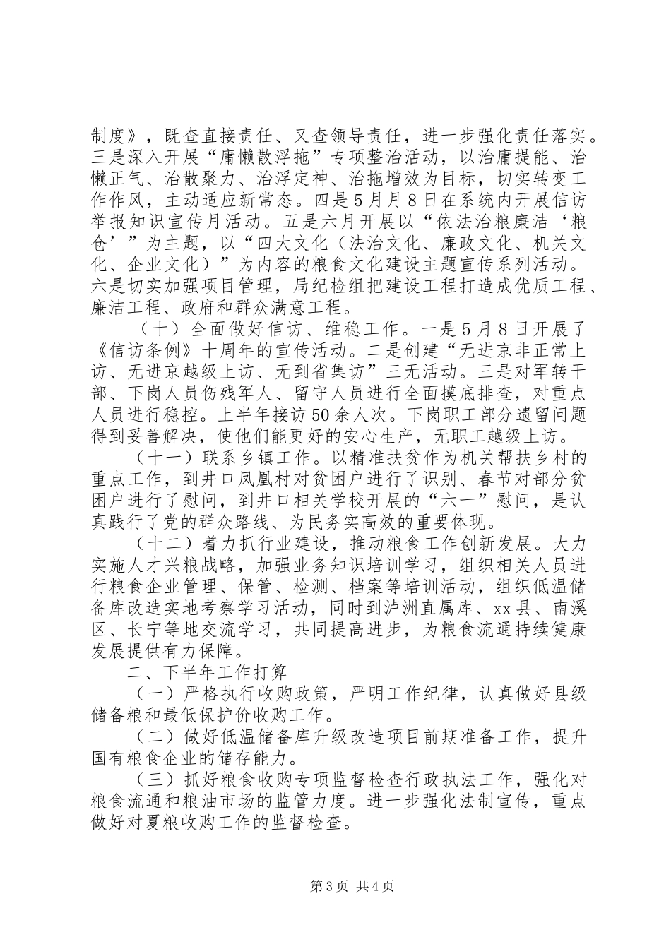 粮食局上半年工作总结及下半年工作计划_第3页