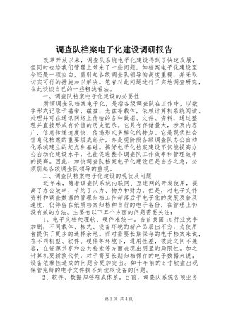 调查队档案电子化建设调研报告 