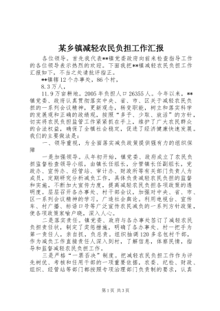 某乡镇减轻农民负担工作汇报 