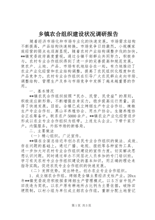乡镇农合组织建设状况调研报告 