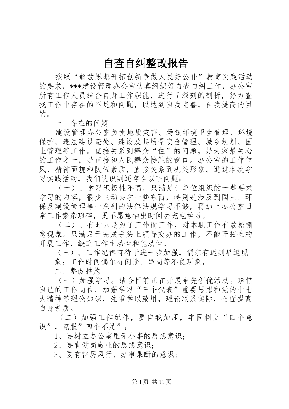 自查自纠整改报告 _第1页