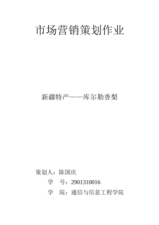 市场营销策划作业