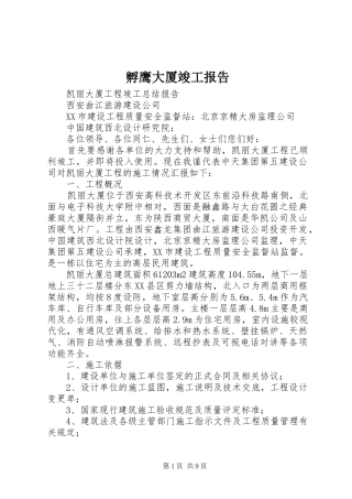 孵鹰大厦竣工报告 