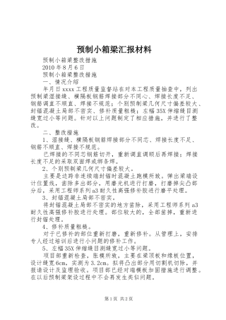 预制小箱梁汇报材料 