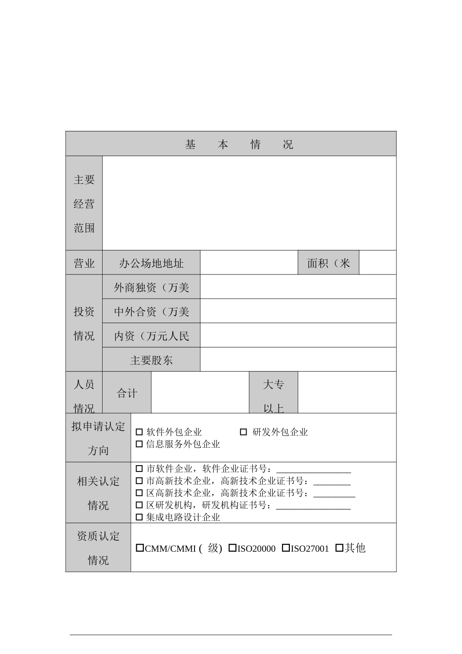 天津开发区服务外包企业认定申请表-天津开发区高新技术企业_第2页