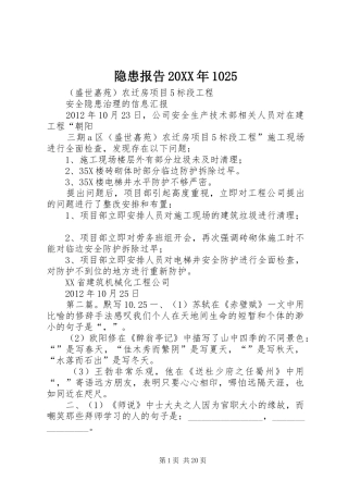隐患报告20XX年1025