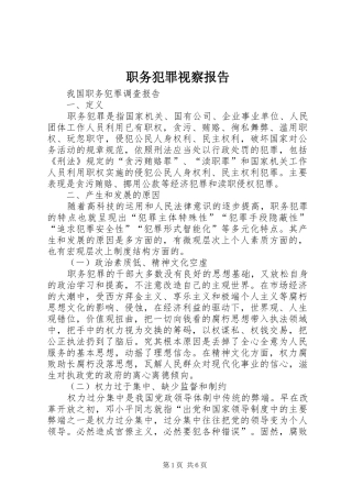 职务犯罪视察报告 