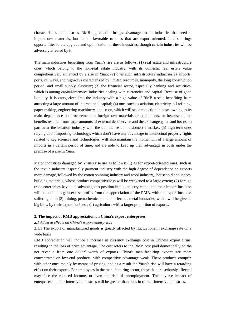 《人民币升值对中国出口型企业的影响及对策》中英文_第2页