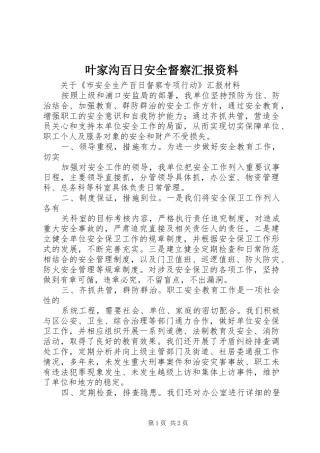 叶家沟百日安全督察汇报资料 