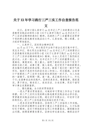 关于XX年学习践行三严三实工作自查报告范文 