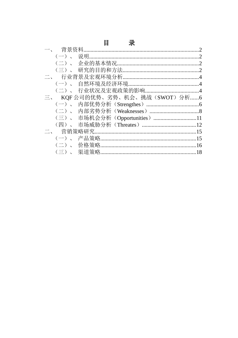 KQF公司市场营销策略报告_第2页