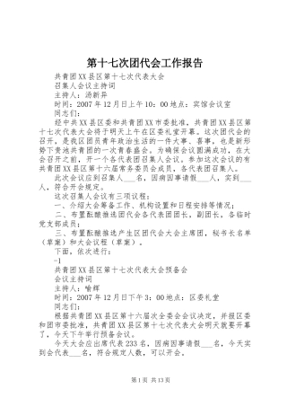 第十七次团代会工作报告 
