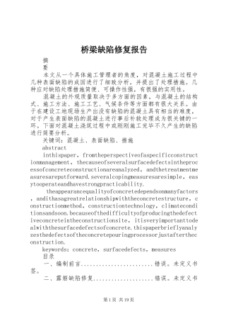 桥梁缺陷修复报告 