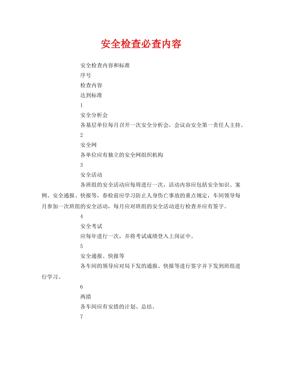 《安全管理》之安全检查必查内容 _第1页