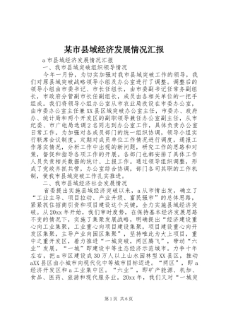 某市县域经济发展情况汇报 