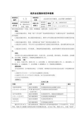 双百论坛”会议服务项目申报表