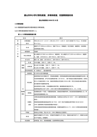 唐山市中小学计算机教室、多媒体教室、校园网装备标准