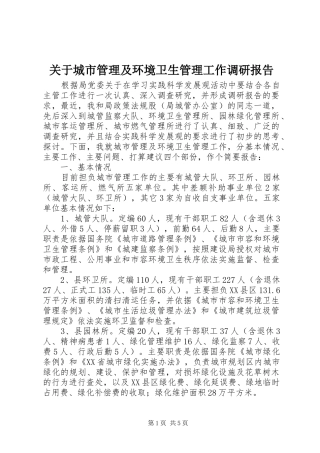 关于城市管理及环境卫生管理工作调研报告 