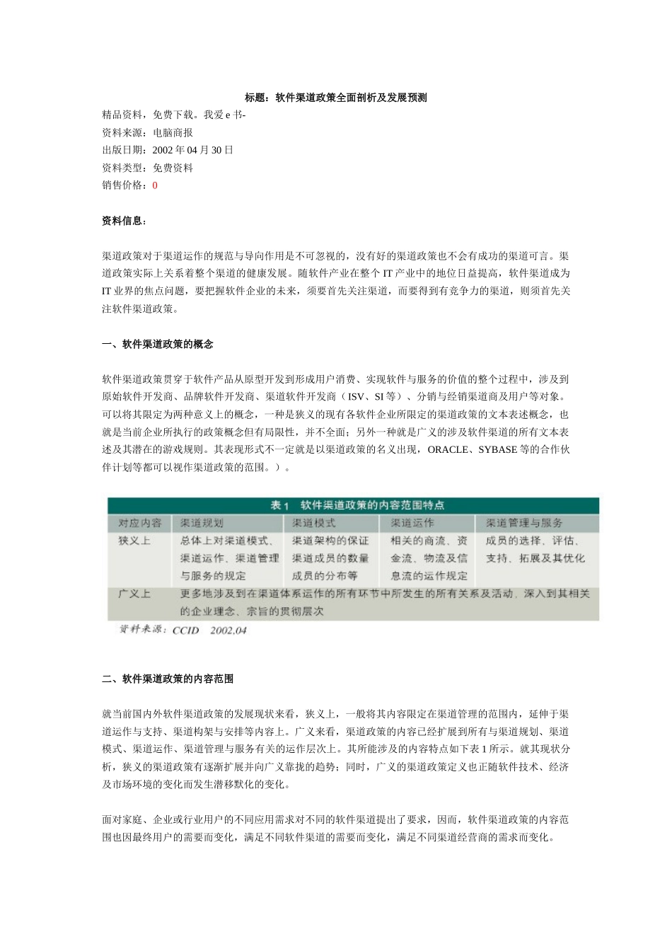 软件渠道政策全面剖析与发展预测_第1页
