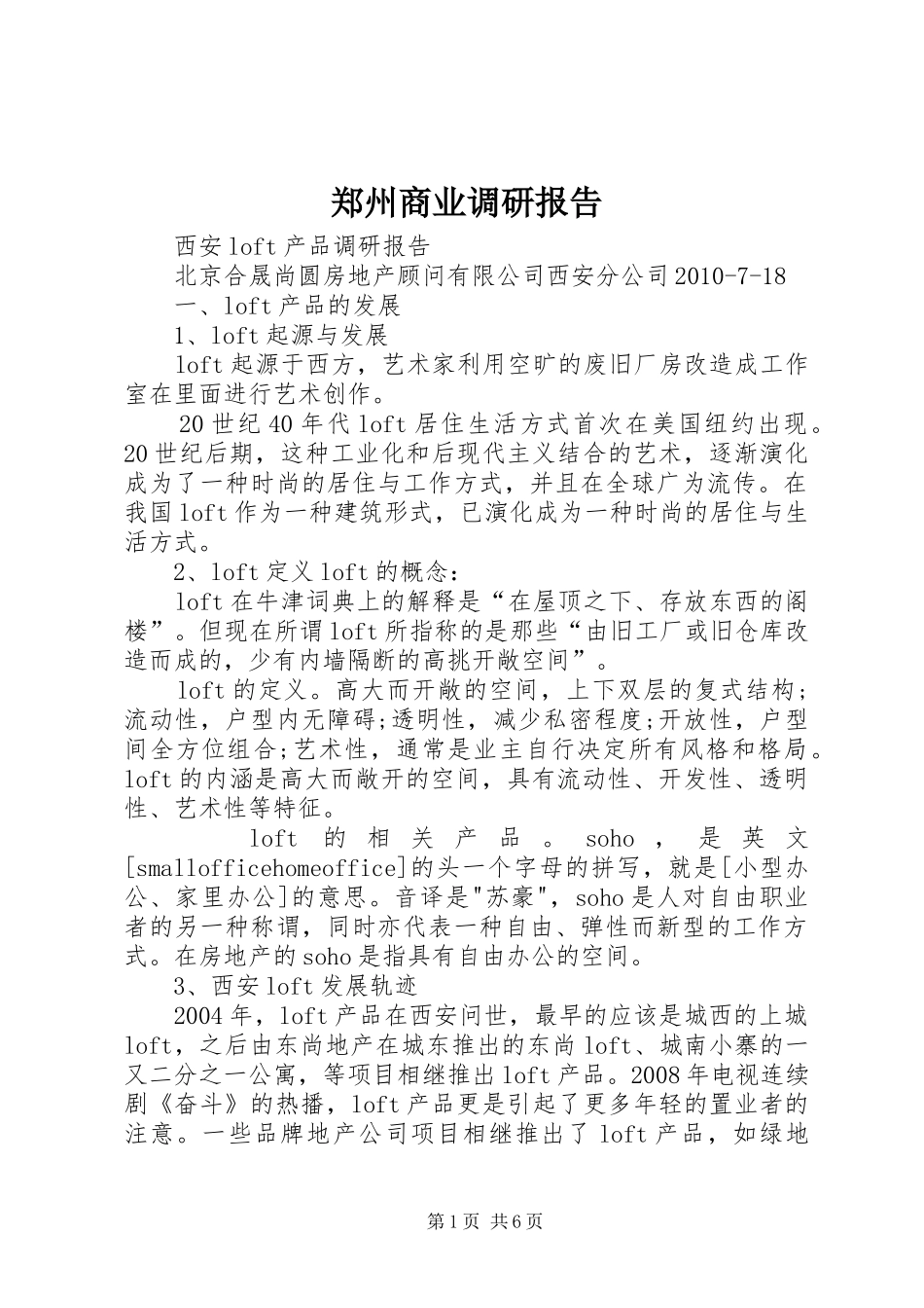 郑州商业调研报告 _第1页