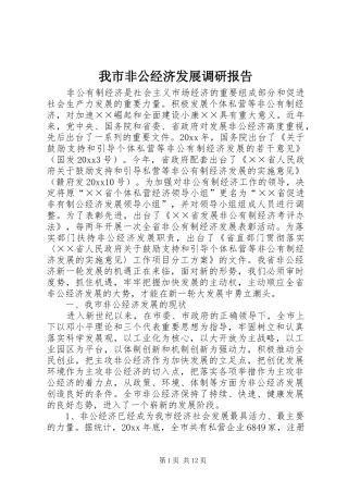 我市非公经济发展调研报告 