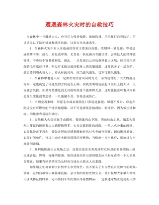 《安全常识-灾害防范》之遭遇森林火灾时的自救技巧 