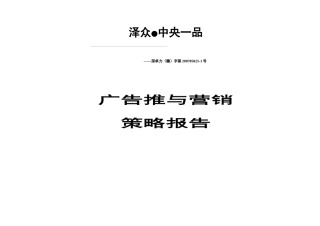 中央一品房地产项目营销策略报告XXXX年