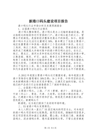 新港口码头建设项目报告 