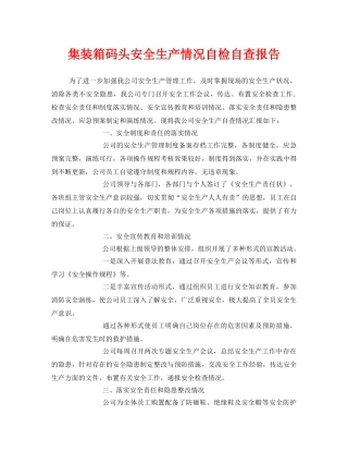 《安全管理》之集装箱码头安全生产情况自检自查报告 