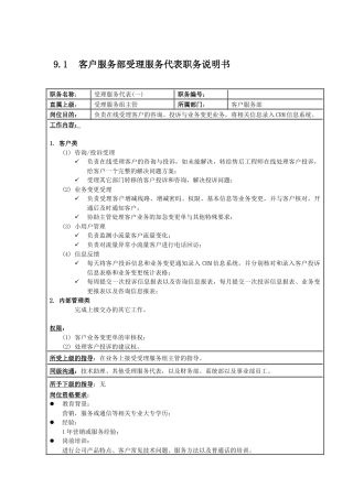 国安创想客户服务部受理服务代表
