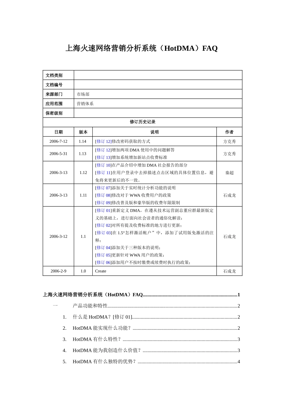 上海火速网络营销分析系统(HotDMA)FAQ_第1页