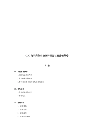 CC电子商务市场分析报告与营销策略