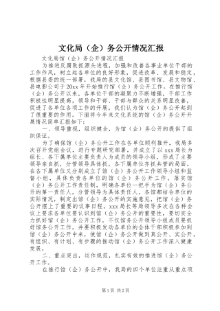 文化局（企）务公开情况汇报 
