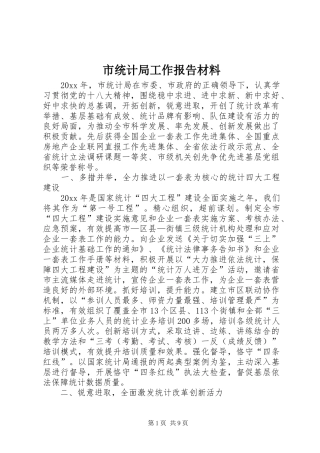 市统计局工作报告材料 