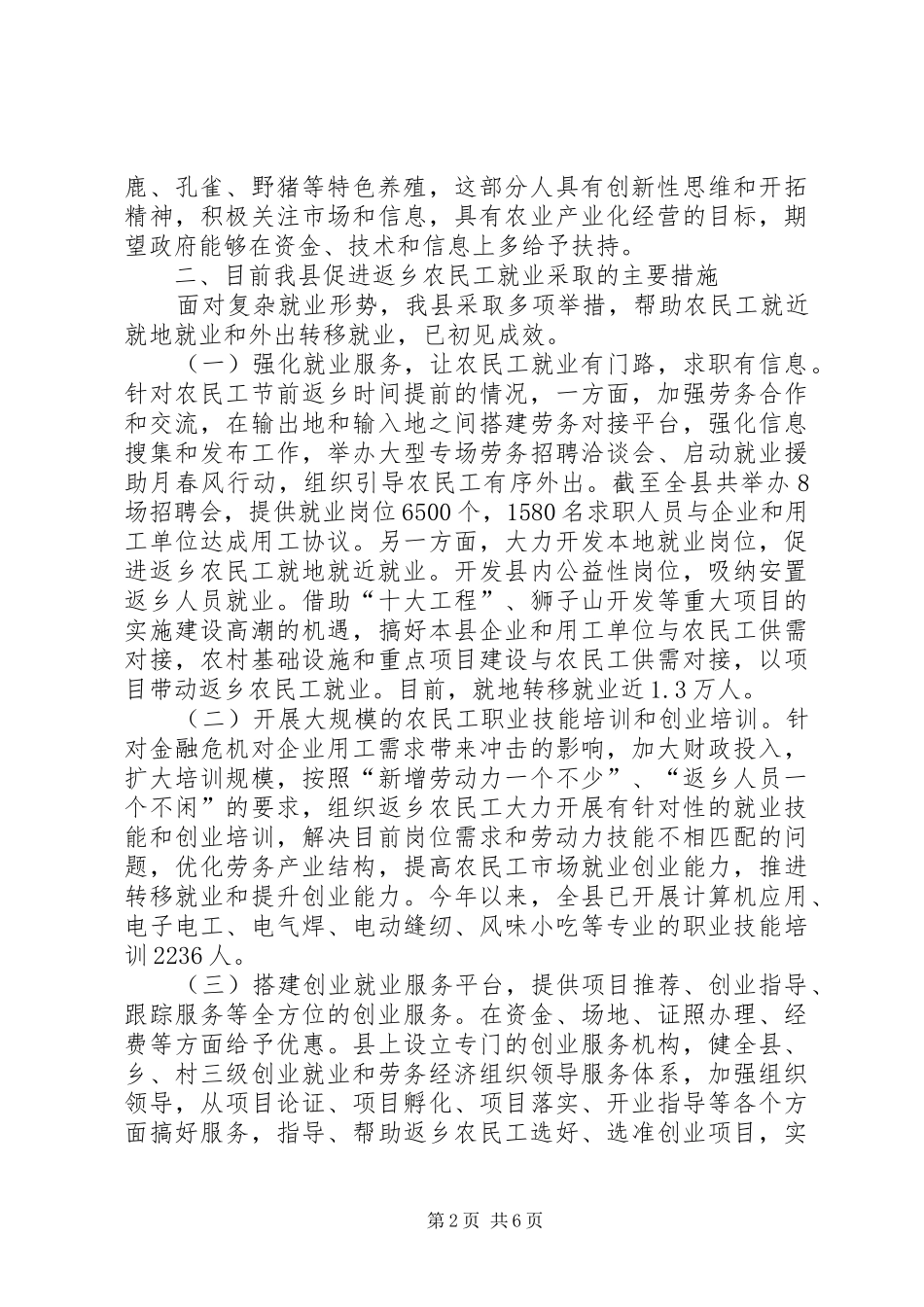 返乡农民工就业情况调研报告 _第2页