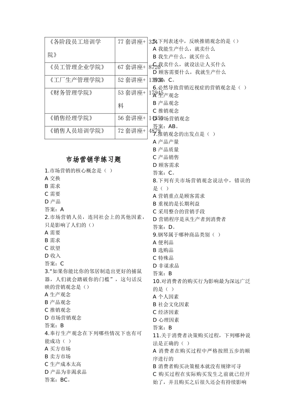 市场营销学练习题与答案_第2页