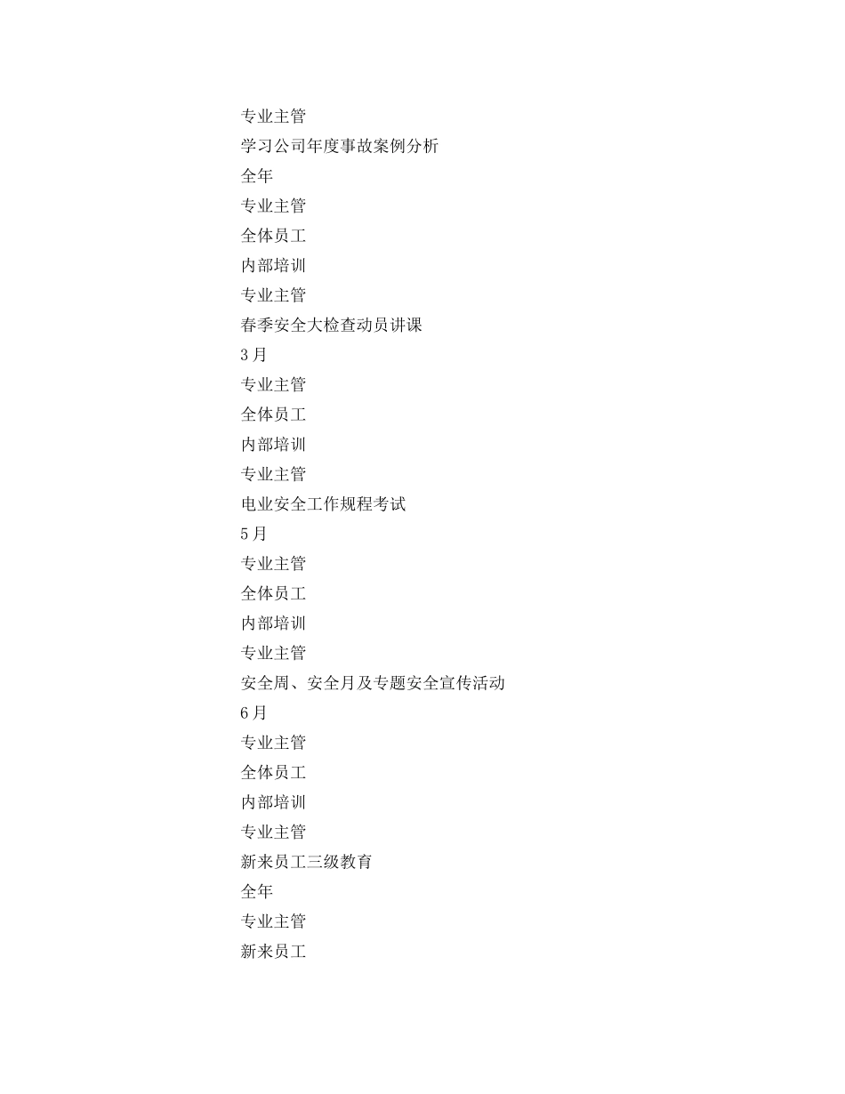 《安全管理文档》之电气专业班组安全培训计划 _第2页