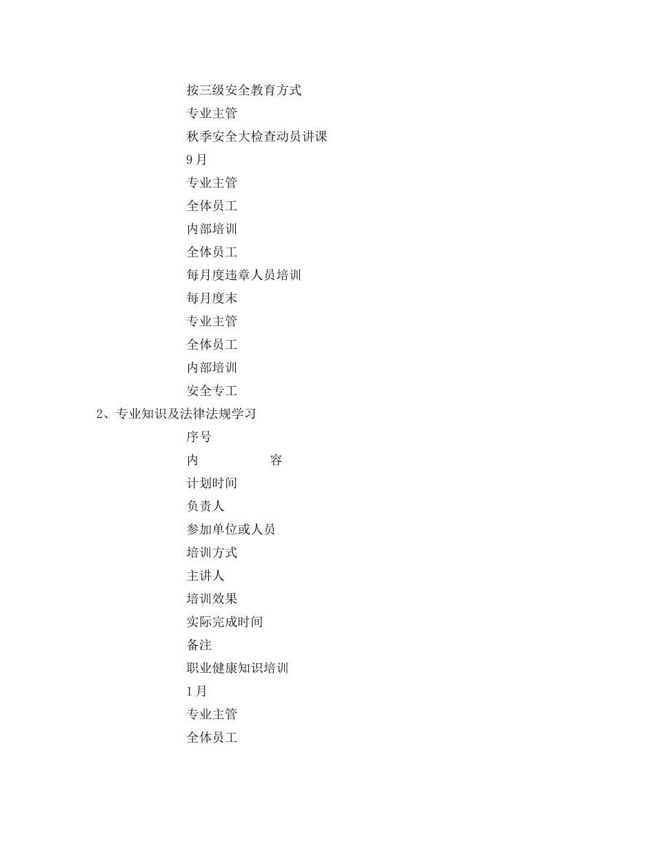 《安全管理文档》之电气专业班组安全培训计划 _第3页