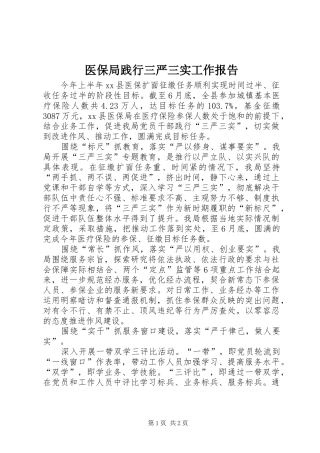 医保局践行三严三实工作报告 