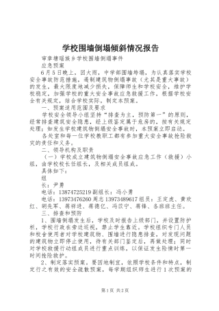 学校围墙倒塌倾斜情况报告 