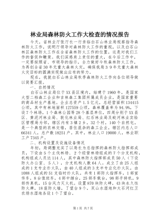 林业局森林防火工作大检查的情况报告 