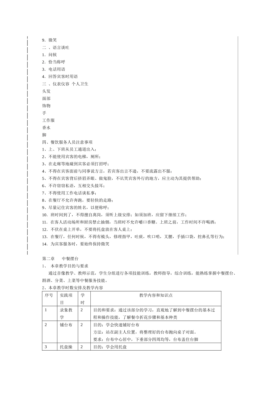 《餐饮服务》教学大纲_第3页