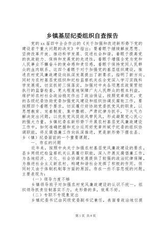 乡镇基层纪委组织自查报告 