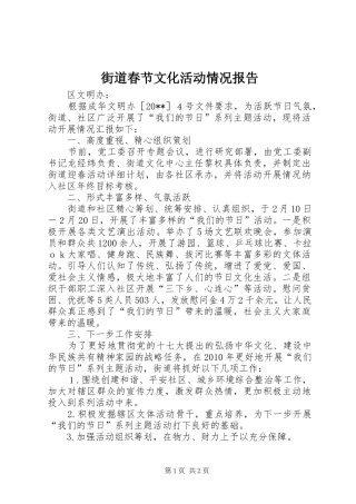 街道春节文化活动情况报告 