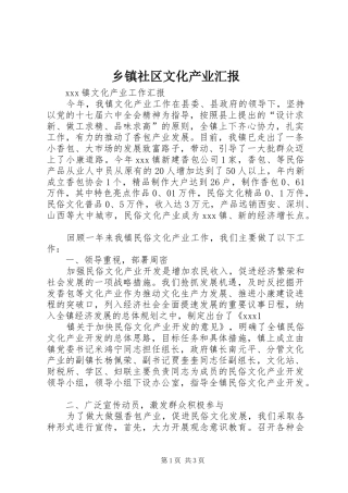 乡镇社区文化产业汇报 