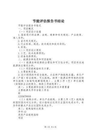 节能评估报告书结论 