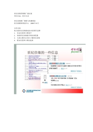 世纪佳缘营销推广建议案