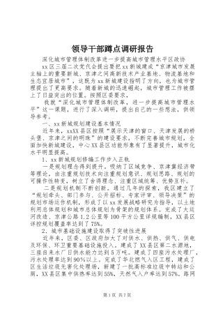 领导干部蹲点调研报告1 
