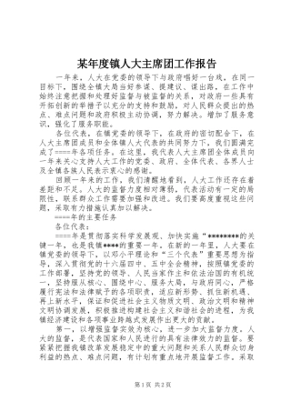 某年度镇人大主席团工作报告 